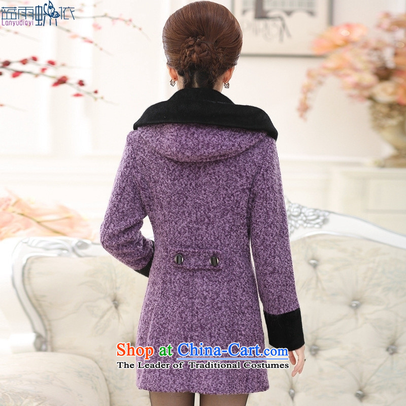Sau San for larger autumn and winter in older women on the Nagymaros collar cap shirt for winter load thick hair is mother coat XXXL, Purple Butterfly according to , , , Blue rain shopping on the Internet