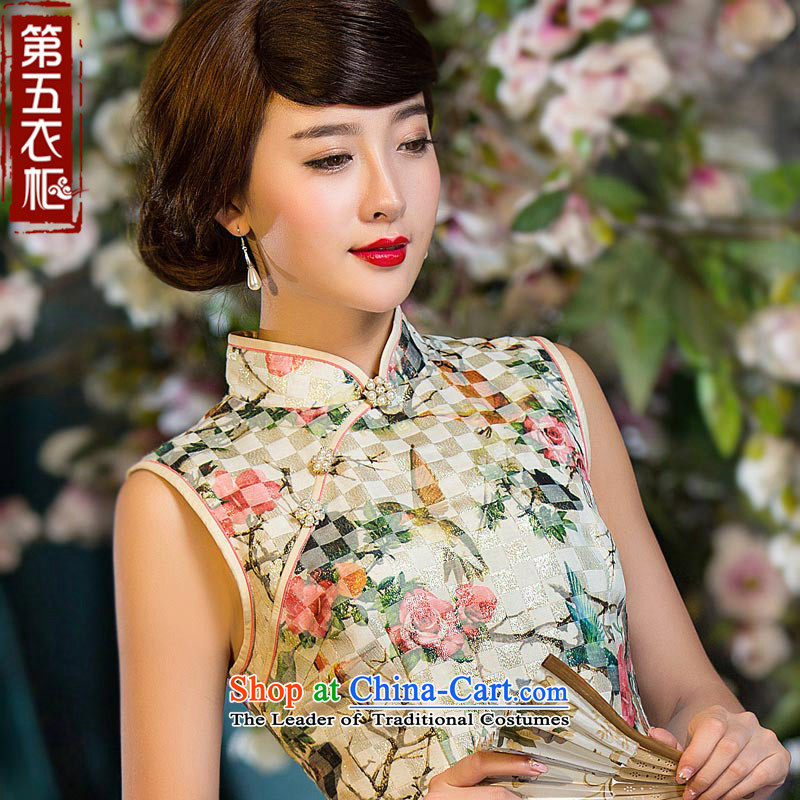 Eason Chan point cheongsam dress 2015 new fall short of replacing sleeveless thin stylish improved graphics Sau San Tong replacing retro dresses qp latticed?M
