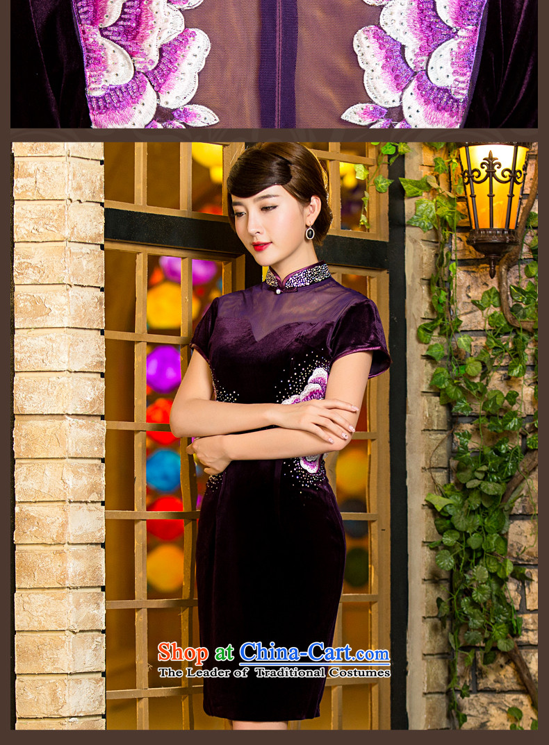 Eason Chan point cheongsam dress 2015 new fall back on short-sleeved short of embroidery Sau San video wedding scouring pads in the thin older MOM pack dress purple XXL payment for about a week shipment picture, prices, brand platters! The elections are supplied in the national character of distribution, so action, buy now enjoy more preferential! As soon as possible.