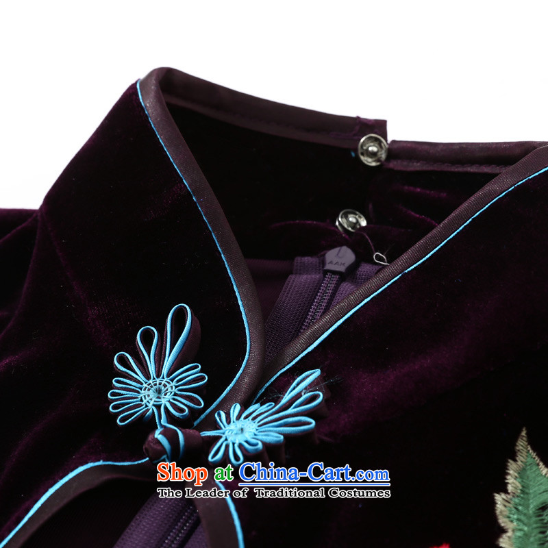 Kim Choo skirt embroidery scouring pads qipao gown long SRXH004 gatherings in purple cuff XXXL,CHOSHAN LADIES,,, shopping on the Internet