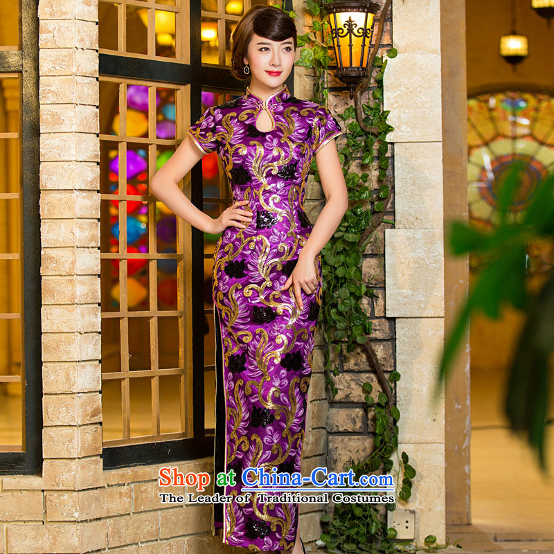 Eason Chan point long on-chip cheongsam dress 2015 new autumn of the forklift truck in stylish older marriages mother replacing dresses purple M after payment of about a week, Eason Chan point , , , shopping on the Internet