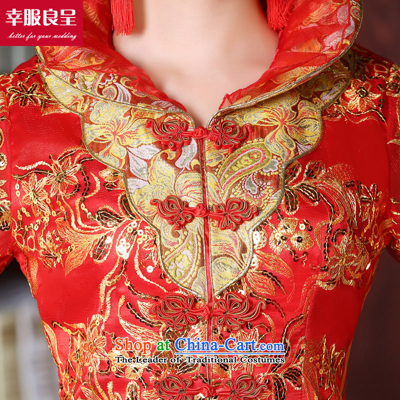 However Service Chinese cheongsam dress red married girl brides long large stylish wedding gown improved 2015 autumn and winter 7 S, honor the cuff crowsfoot skirt services-leung , , , shopping on the Internet
