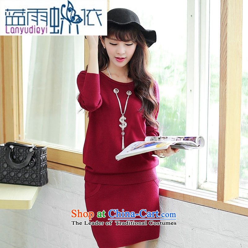 Ya-ting Shop Boxed new autumn 2015 ladies' knitted dress two kits are Code Red, Blue rain butterfly according to , , , shopping on the Internet