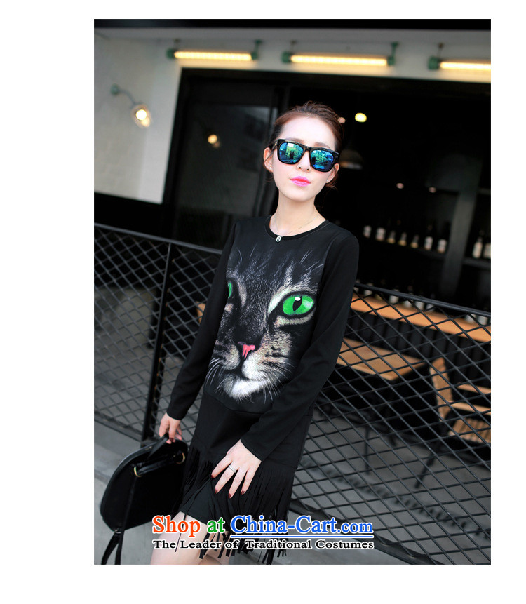 Ya-ting Shop Boxed new autumn 2015 Female European site long round-neck collar long-sleeved T-shirt, forming the edging shirt cats black M picture, prices, brand platters! The elections are supplied in the national character of distribution, so action, buy now enjoy more preferential! As soon as possible.