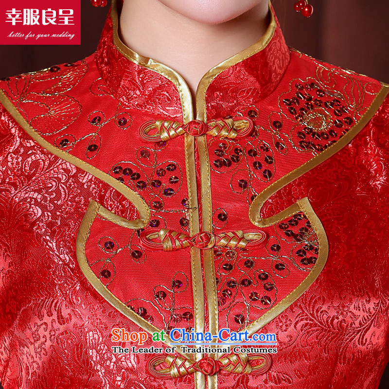 Toasting champagne bride services 2015 new boxed cheongsam dress-Soo Choo Wo Long service improvement of Chinese red wedding dress female 9 Cuff + butterfly headdress 2XL, honor services-leung , , , shopping on the Internet