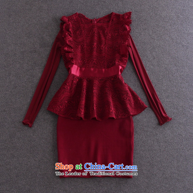 Load New Hamilton autumn elegant sexy lace foutune I should be grateful if you would have tank top + long-sleeved dresses second piece Y30A27 wine red , blue rain butterfly according to , , , shopping on the Internet