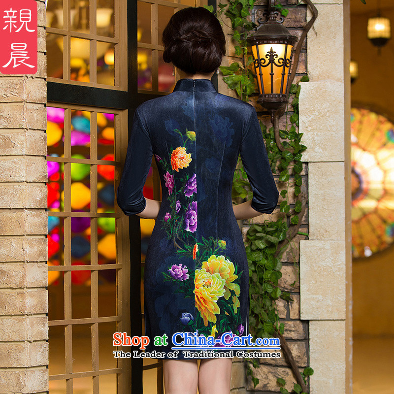 Kim scouring pads in the skirt qipao older wedding-dress mother load new 2015 Fall/Winter Collections in the retro-sleeved dresses, M, PRO-AM short shopping on the Internet has been pressed.