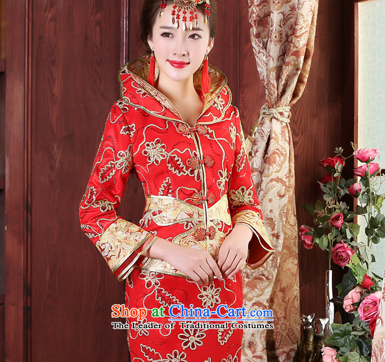 Red bride bows to marry qipao gown Chinese style wedding 2015 new women's dresses long large stylish 9 cuff crowsfoot skirt 2XL Photo, prices, brand platters! The elections are supplied in the national character of distribution, so action, buy now enjoy more preferential! As soon as possible.