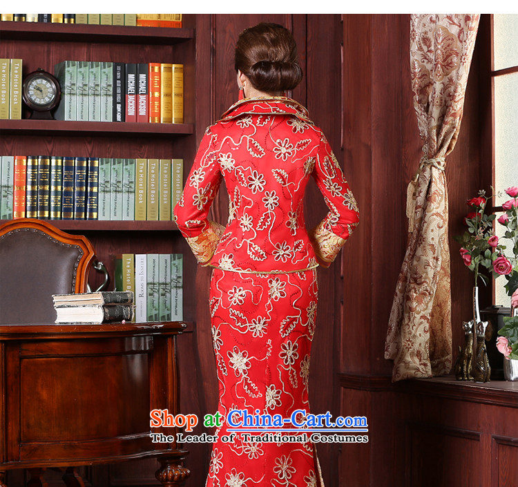 Red bride bows to marry qipao gown Chinese style wedding 2015 new women's dresses long large stylish 9 cuff crowsfoot skirt 2XL Photo, prices, brand platters! The elections are supplied in the national character of distribution, so action, buy now enjoy more preferential! As soon as possible.