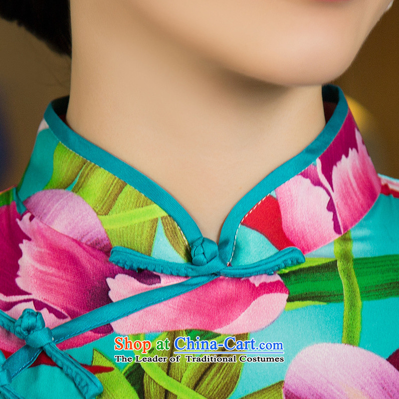 The Cayman 2015 Autumn 歆 mute replacing qipao cheongsam dress new improved Stylish retro Sau San cheongsam dress M11029  XXL, ink 歆 Figure (MOXIN) , , , shopping on the Internet