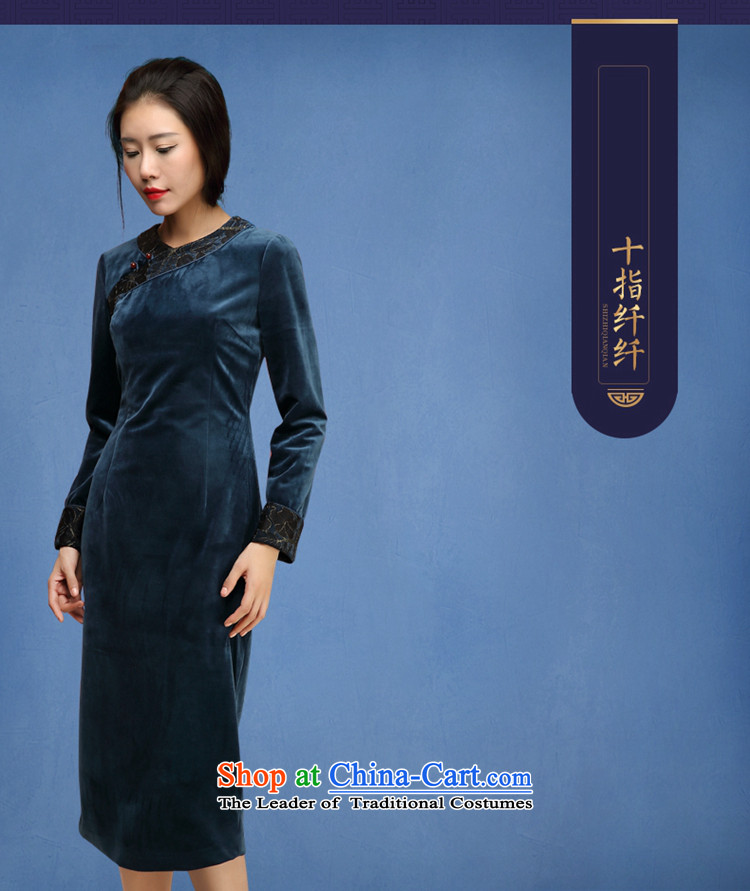 No. Tang Ramadan cheongsam dress  2015 autumn and winter new ethnic retro female Kim scouring pads qipao blue XL Photo, prices, brand platters! The elections are supplied in the national character of distribution, so action, buy now enjoy more preferential! As soon as possible.
