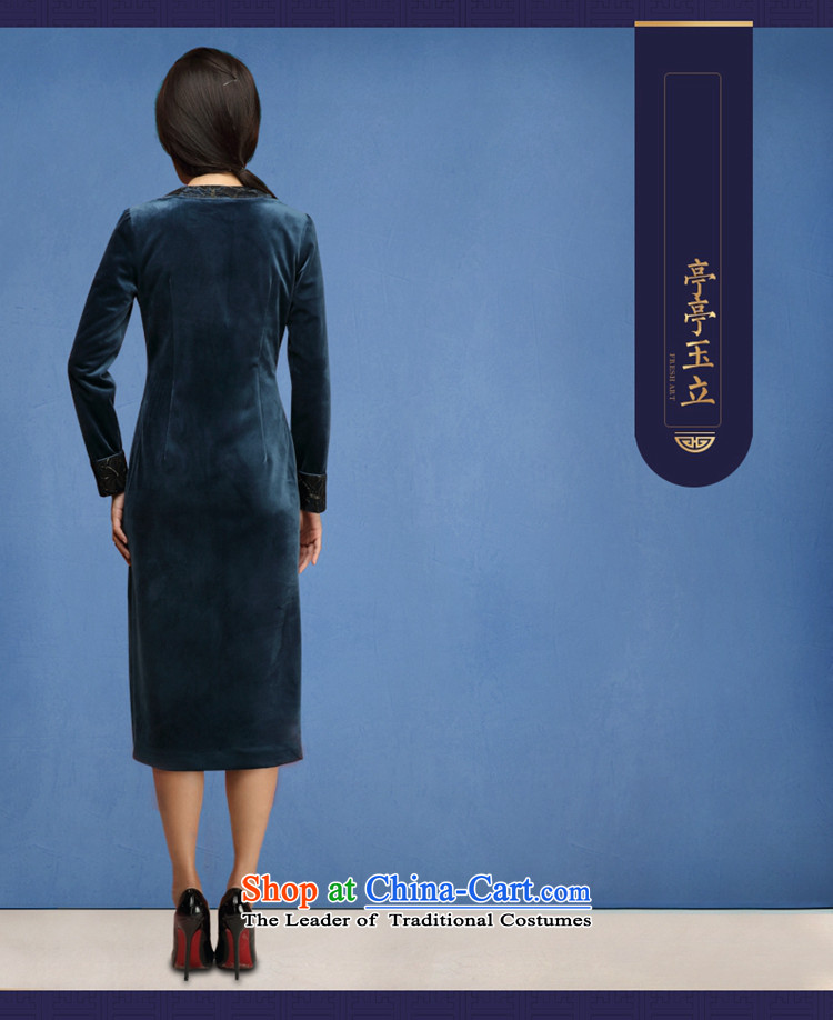 No. Tang Ramadan cheongsam dress  2015 autumn and winter new ethnic retro female Kim scouring pads qipao blue XL Photo, prices, brand platters! The elections are supplied in the national character of distribution, so action, buy now enjoy more preferential! As soon as possible.
