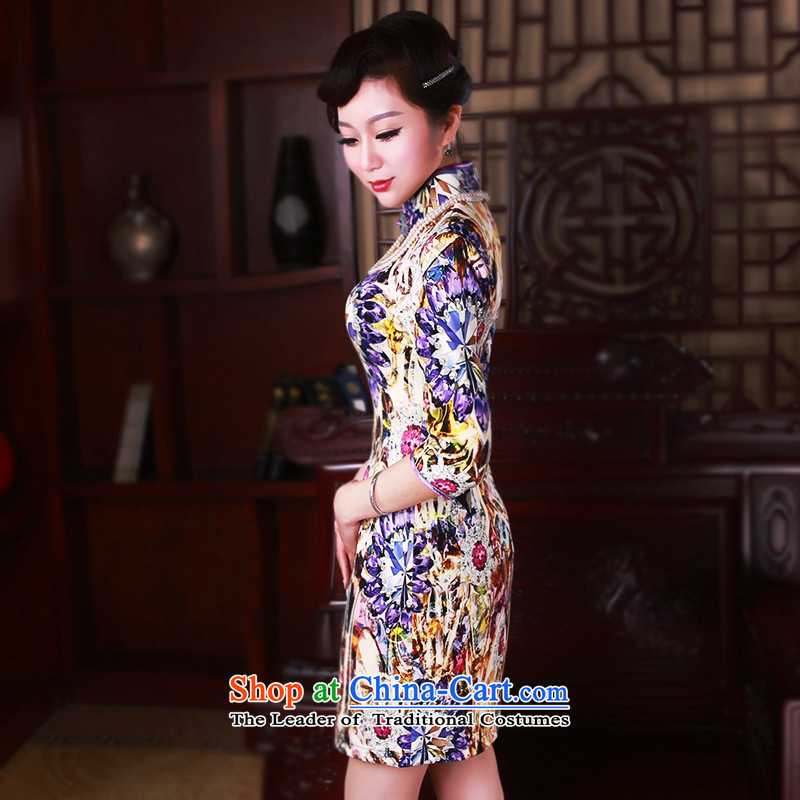 After a new wind loading in the spring and autumn 2015 retro look stylish improved improvements cuff short skirt 503.8 503.8 QIPAO) S, after the wind has been pressed suit shopping on the Internet
