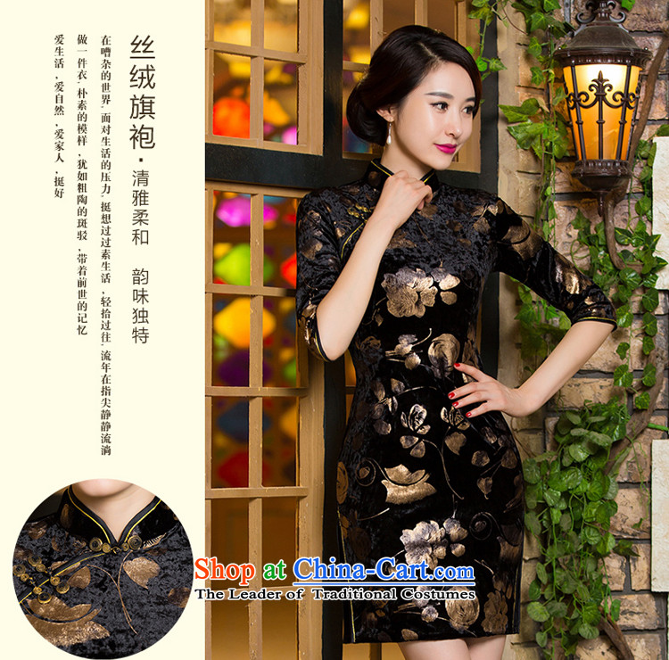 Wedding wedding dress mother Kim velvet cheongsam dress replacing Fall/Winter Collections in the retro-to-day short of older short of improved cuff 2XL Photo, prices, brand platters! The elections are supplied in the national character of distribution, so action, buy now enjoy more preferential! As soon as possible.