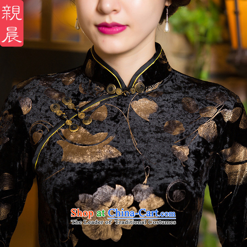Wedding wedding dress mother Kim velvet cheongsam dress replacing Fall/Winter Collections in the retro-to-day short of older short-sleeved improvement of pro-morning.... 2XL, shopping on the Internet