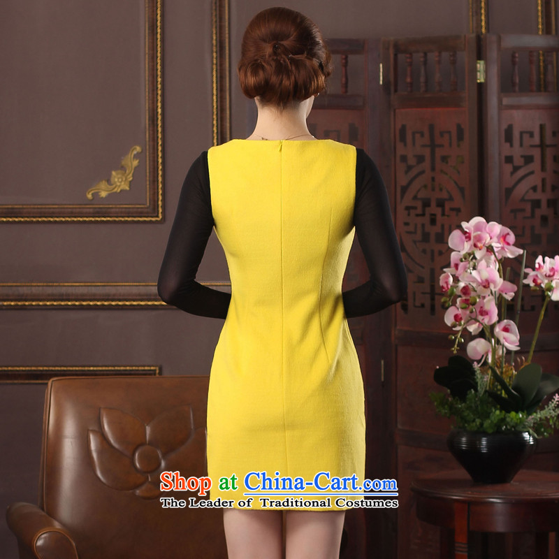 Oriental aristocratic Katie 2015 autumn and winter new women's sleeveless qipao daily a spend their improved embroidery elegant qipao skirt Yellow M oriental aristocrats 574413 , , , shopping on the Internet