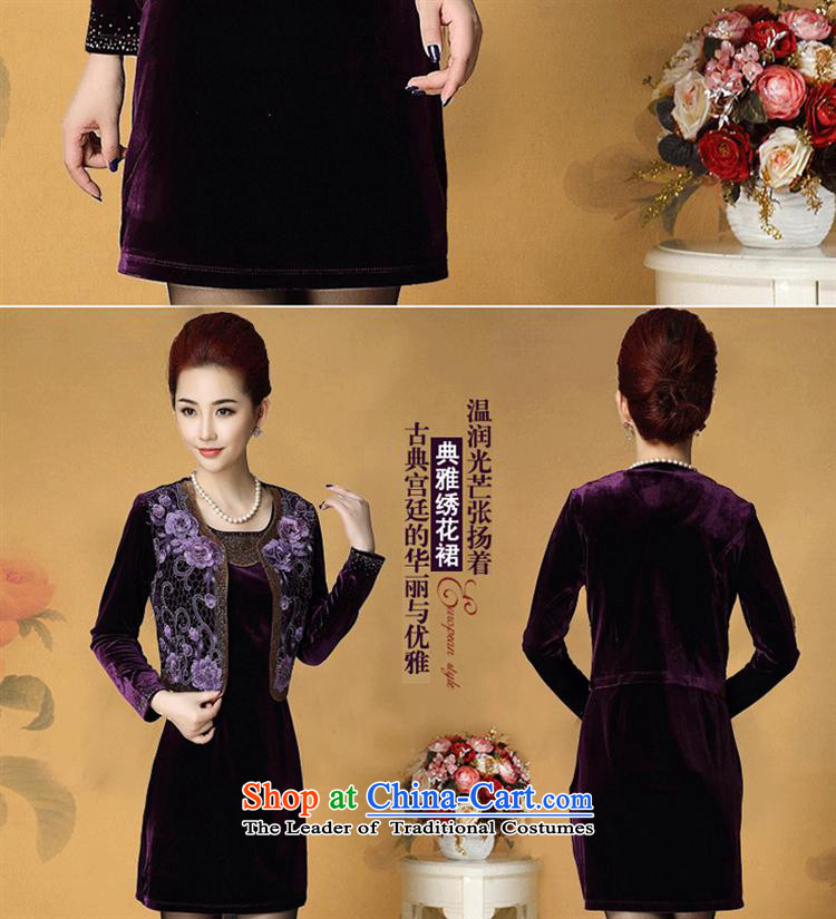Ya-ting stylish shops 2015 Autumn new wedding wedding ceremony in mother Kim velvet skirts older two kits dresses violet XL Photo, prices, brand platters! The elections are supplied in the national character of distribution, so action, buy now enjoy more preferential! As soon as possible.