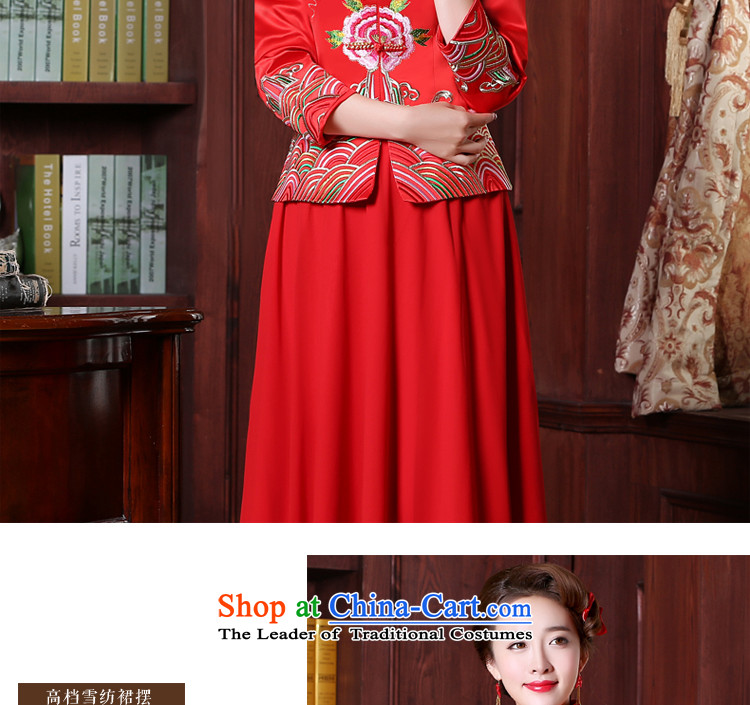 However service red qipao long-serving Chinese wedding gown wo wedding dress code and stylish autumn load large new 2015 9 sleeve length chiffon skirt M picture, prices, brand platters! The elections are supplied in the national character of distribution, so action, buy now enjoy more preferential! As soon as possible.