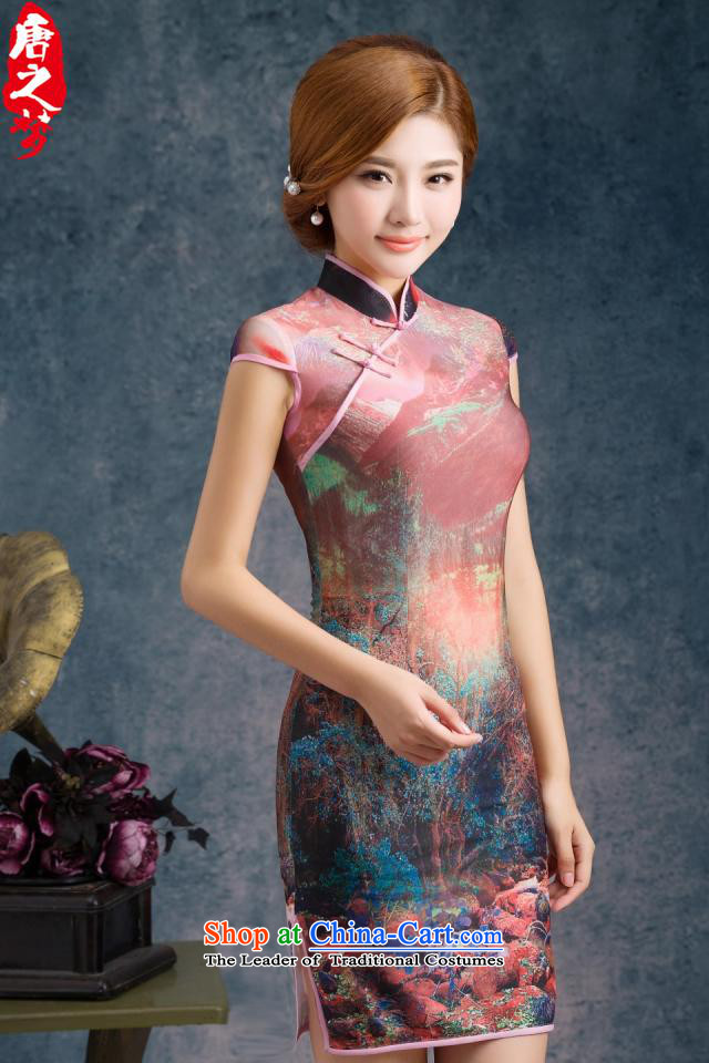 Mano-hwan's new stylish improved national wind qipao Sau San short, antique dresses Mock-neck Sau San robe Korea stretch of silk orange S picture, prices, brand platters! The elections are supplied in the national character of distribution, so action, buy now enjoy more preferential! As soon as possible.