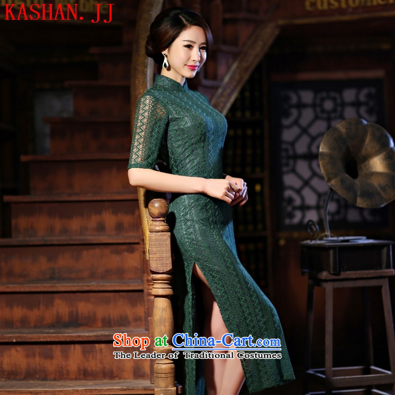 Mano-hwan's new improved cheongsam dress the Sau San retro graphics thin dress long lace short-sleeved qipao wine red, XL, Susan Sarandon Zaoyuan (KASHAN.JJ card) , , , shopping on the Internet