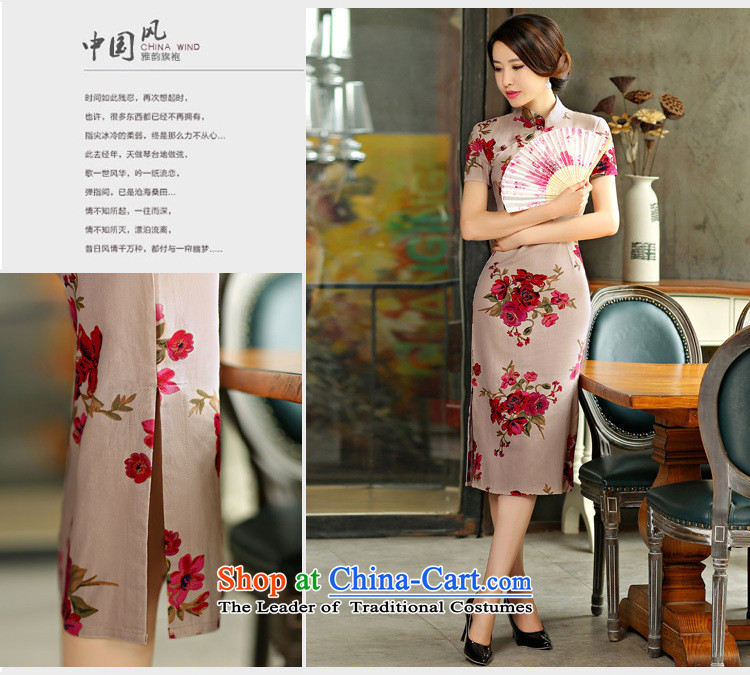 Mano-hwan, decorated in spring and summer 2015 qipao and video thin large short-sleeved improved linen long skirt with M qipao picture, prices, brand platters! The elections are supplied in the national character of distribution, so action, buy now enjoy more preferential! As soon as possible.