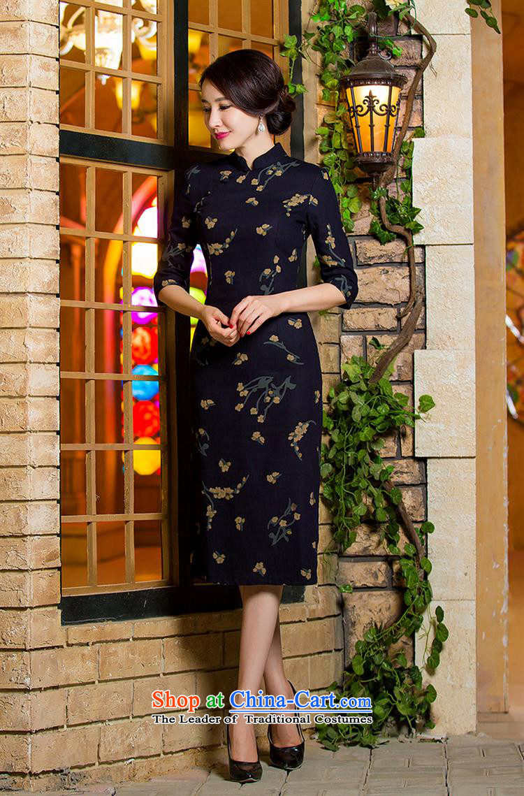 Mano-hwan's autumn 2015 Summer retro Sau San Graphics Improvement linen long thin) cuff cheongsam dress ink butterfly XXXL picture, prices, brand platters! The elections are supplied in the national character of distribution, so action, buy now enjoy more preferential! As soon as possible.