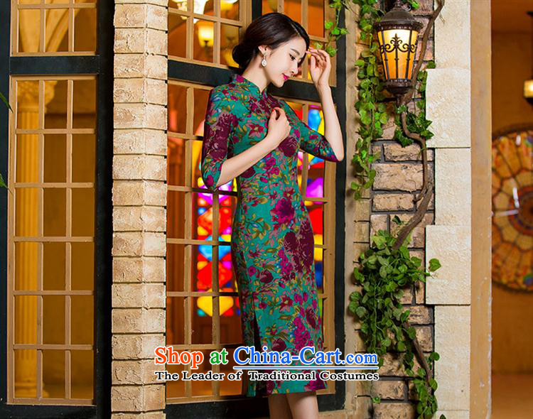 Mano-hwan's Summer 2015 Autumn Stylish retro Sau San Graphics Improvement linen long thin) cuff cheongsam dress day lilies M picture, prices, brand platters! The elections are supplied in the national character of distribution, so action, buy now enjoy more preferential! As soon as possible.