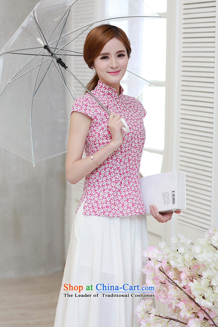 Mano-hwan's new cheongsam T-shirt retro China wind improved Han-summer ethnic short-sleeved T-shirt qipao female republic of korea pink flower shirt L picture, prices, brand platters! The elections are supplied in the national character of distribution, so action, buy now enjoy more preferential! As soon as possible.