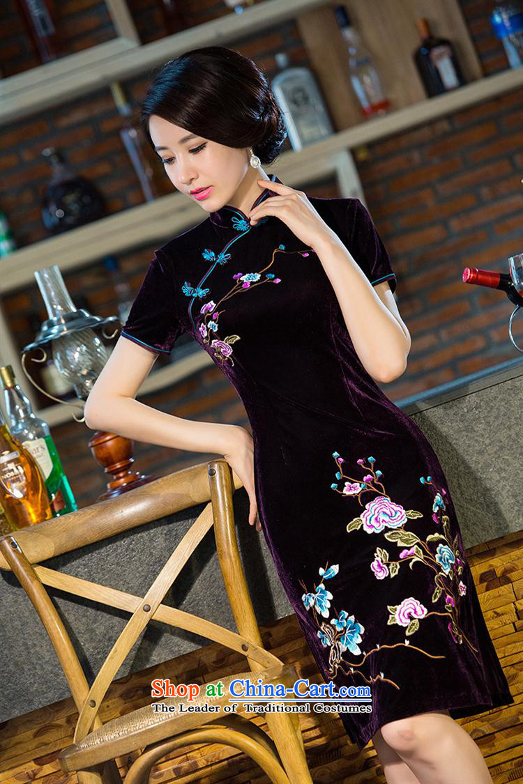 Mano-hwan's 2015 embroidery new improvements scouring pads qipao retro manually staple bead scouring pads cheongsam dress wine red S picture, prices, brand platters! The elections are supplied in the national character of distribution, so action, buy now enjoy more preferential! As soon as possible.