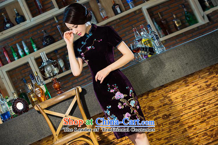 Mano-hwan's 2015 embroidery new improvements scouring pads qipao retro manually staple bead scouring pads cheongsam dress wine red S picture, prices, brand platters! The elections are supplied in the national character of distribution, so action, buy now enjoy more preferential! As soon as possible.