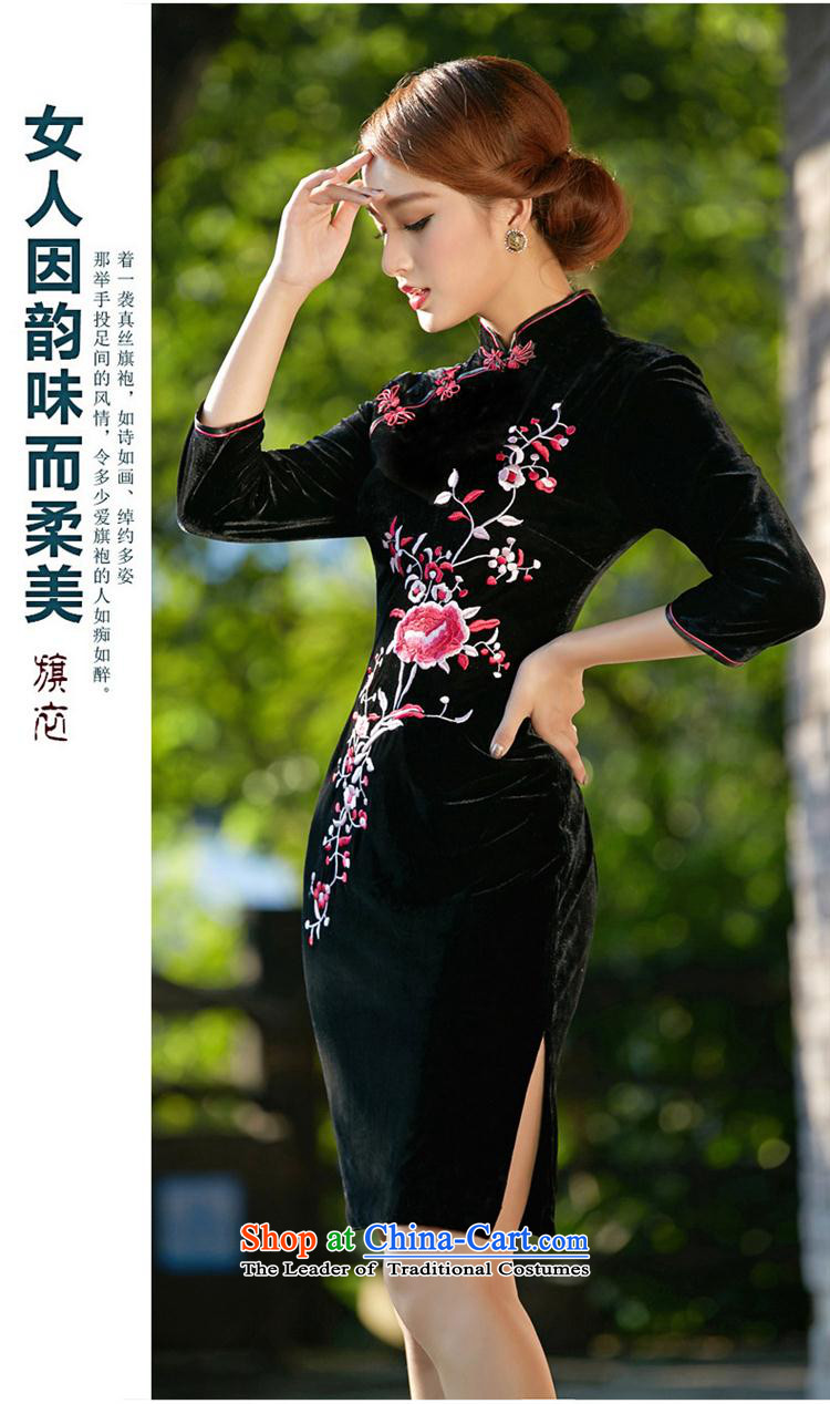 Mano-hwan's 2015 new autumn qipao handicraft embroidery mother replacing retro wedding banquet cheongsam dress short-sleeved black) XL Photo, prices, brand platters! The elections are supplied in the national character of distribution, so action, buy now enjoy more preferential! As soon as possible.