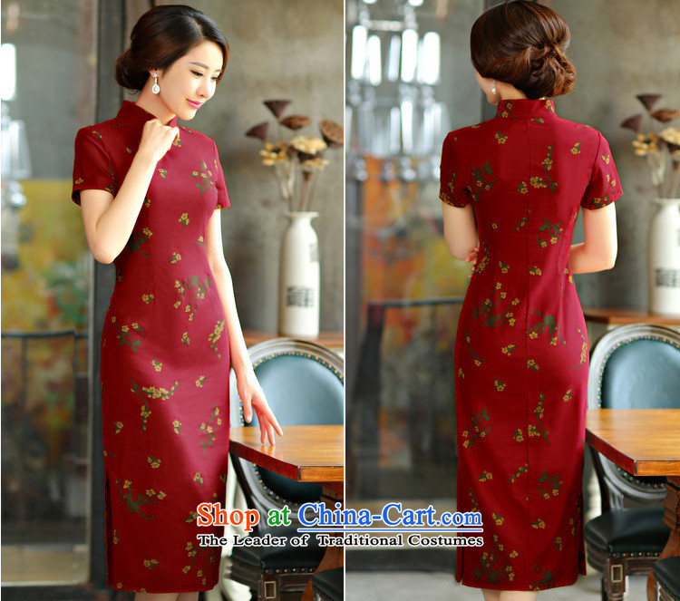 Mano-hwan, decorated in spring and summer graphics thin large short-sleeved improved arts linen long cheongsam dress Samui Red Samui Red M picture, prices, brand platters! The elections are supplied in the national character of distribution, so action, buy now enjoy more preferential! As soon as possible.