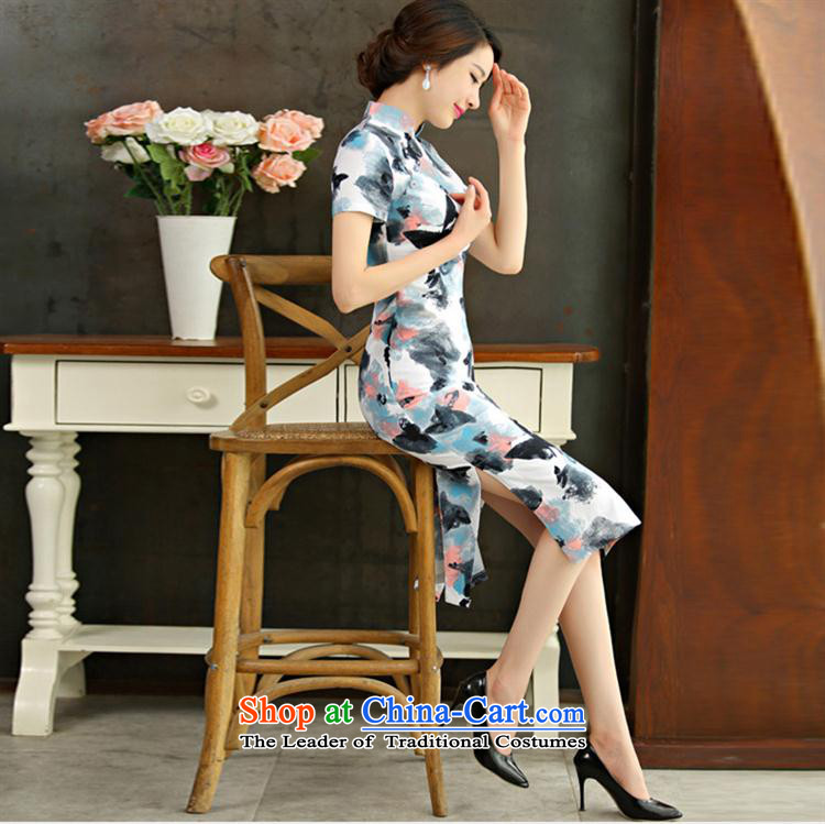 Mano-hwan's cotton linen dresses 2015 spring/summer load retro Sau San video short-sleeved thin large improved linen long skirt the butterfly L qipao picture, prices, brand platters! The elections are supplied in the national character of distribution, so action, buy now enjoy more preferential! As soon as possible.