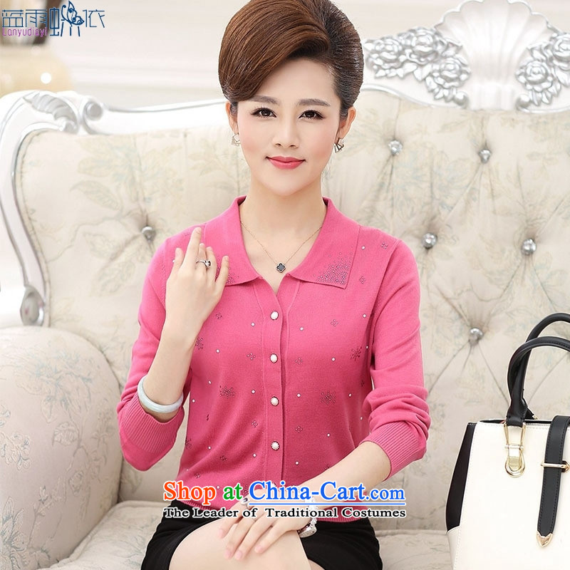 Replace MOM 2015 Autumn In New boxed women older lapel blue t-shirt , blue rain butterfly according to , , , shopping on the Internet