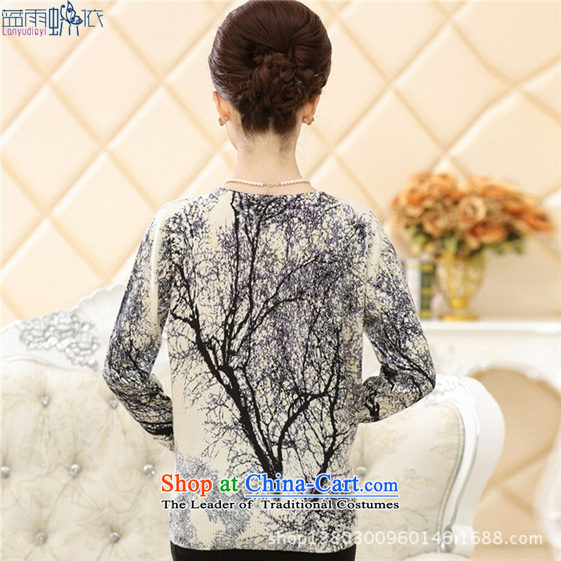 The elderly in the 2014 Women's long-sleeved mother load install autumn fall inside the new stamp larger knitting clothes 110 m Yellow Butterfly according to , , , Blue rain shopping on the Internet