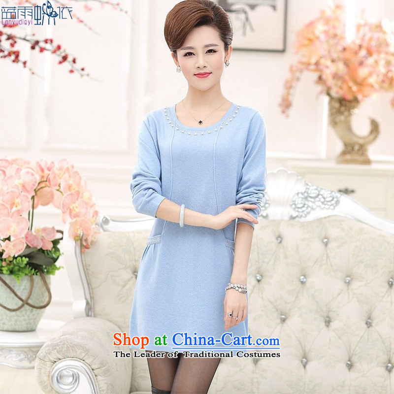 In 2015, the elderly woman fall inside the new Korean version of large numbers in mom long woolen pullover, forming the women and color XXXL, Netherlands m blue rain butterfly according to , , , shopping on the Internet