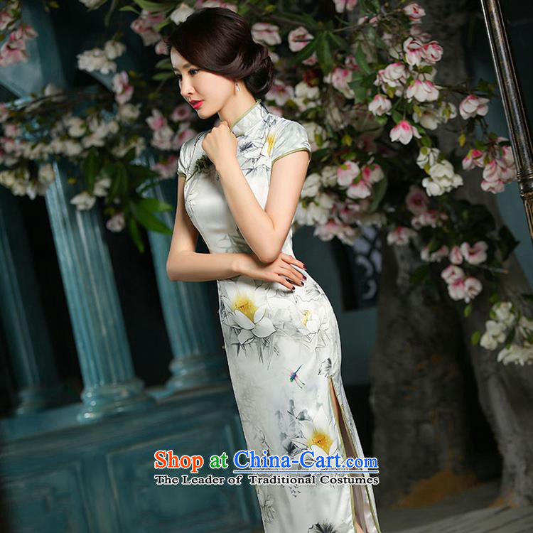 The long-hwan, heavyweight silk cheongsam dress cheongsam dress 2015 Spring/Summer new cheongsam long Lotus Dragonfly L picture, prices, brand platters! The elections are supplied in the national character of distribution, so action, buy now enjoy more preferential! As soon as possible.