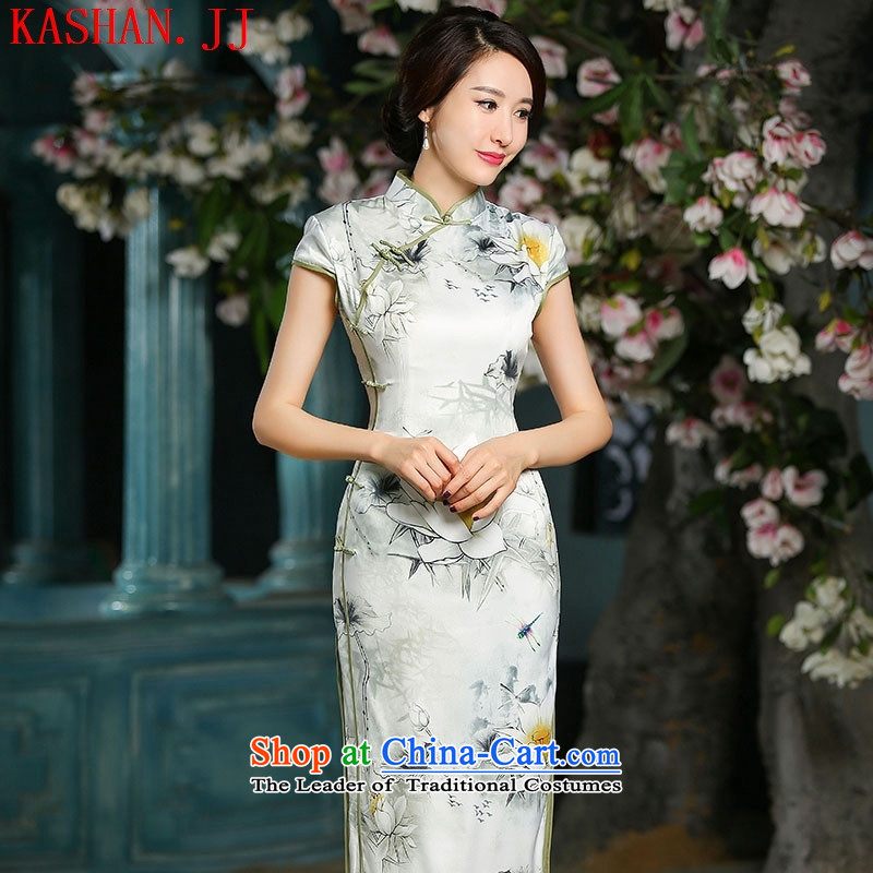 The long-hwan, heavyweight silk cheongsam dress cheongsam dress 2015 Spring/Summer new cheongsam long lotus dragonfly , L, Susan Sarandon Zaoyuan (KASHAN.JJ card) , , , shopping on the Internet
