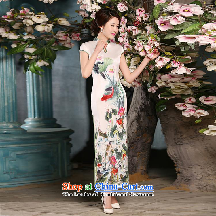 Mano-hwan's 2015 new sweet temperament of ethnic women silk Sau San retro improved long qipao white pictures, prices, S brand platters! The elections are supplied in the national character of distribution, so action, buy now enjoy more preferential! As soon as possible.
