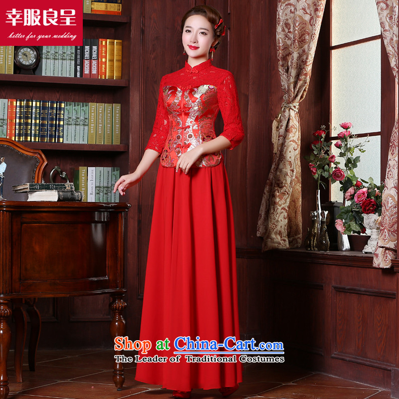 The new 2015 Red bride services-soo Wo Service bows stylish Chinese wedding dresses marriage qipao spring and fall of 7 to +26 cuff female head ornaments , L, a dollar services-leung , , , shopping on the Internet