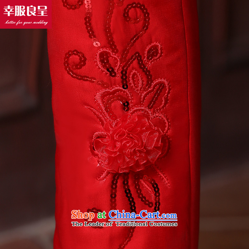 Toasting champagne bride services cheongsam wedding dress Chinese style wedding dress code brides trendy clothing wedding dress autumn and winter long-sleeved red 2XL, honor to serve-leung , , , shopping on the Internet