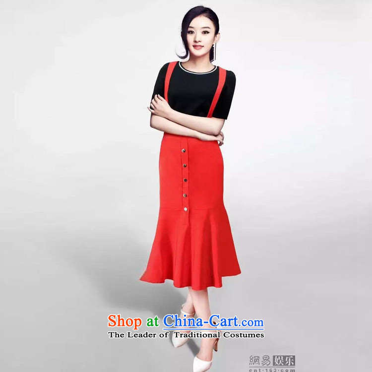 Ya-ting stylish shops 2015 Autumn replacing new products shown in black T-shirt with stars + red crowsfoot strap skirt two kits B424 Black + Red S picture, prices, brand platters! The elections are supplied in the national character of distribution, so action, buy now enjoy more preferential! As soon as possible.