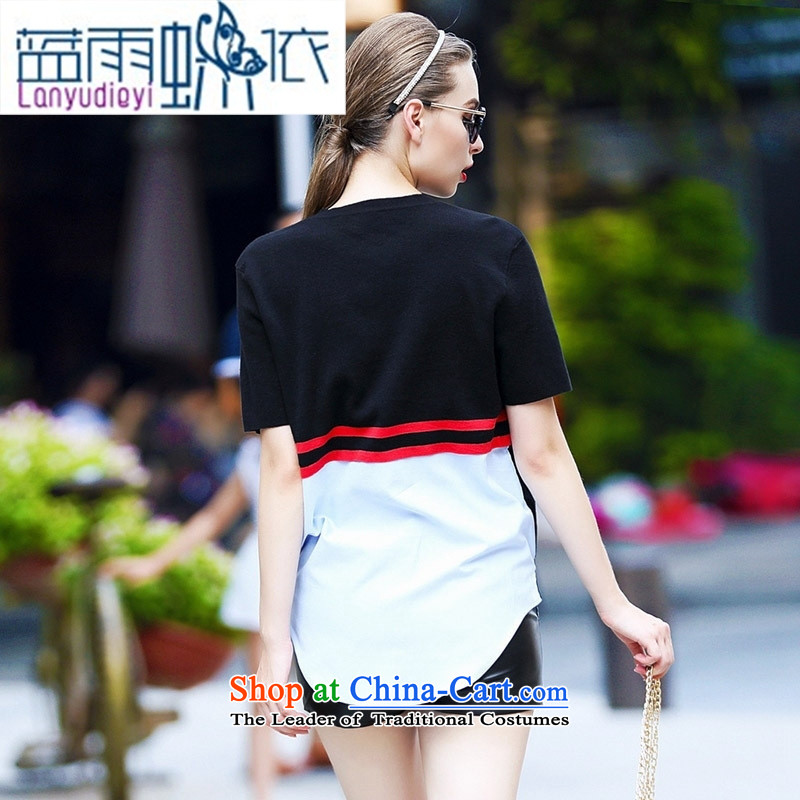Ya-ting shop Western Couture fashion early autumn 2015 new products large relaxd elegance back the spell checker shirt, red color streaks , blue rain butterfly according to , , , shopping on the Internet
