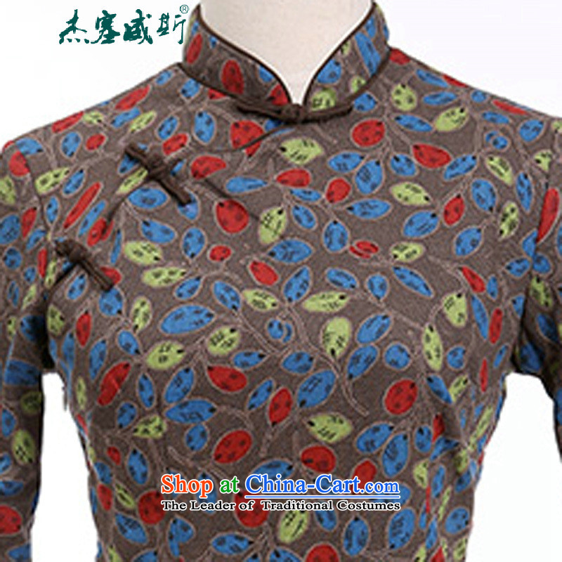 In the spring and autumn jie women improved in the collar lining has thickened the cuff long cotton linen word manually detained qipao cheongsam dress C Begonia collar in Wiesbaden, Cheng Kejie, , , , shopping on the Internet