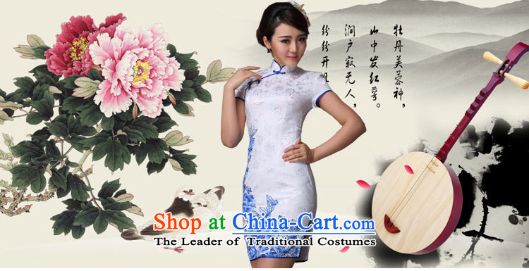 Mano-hwan's 2015 Summer New Stylish retro porcelain dresses short-sleeved Sau San retro cotton white L pictures, qipao price, brand platters! The elections are supplied in the national character of distribution, so action, buy now enjoy more preferential! As soon as possible.