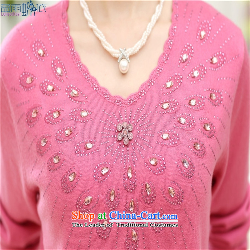 The new color in the Autumn and Winter Sweater woman older peacock diamond pattern round-neck collar Knitted Shirt with the Netherlands Government, forming the mother color 115 Blue rain butterfly according to , , , shopping on the Internet
