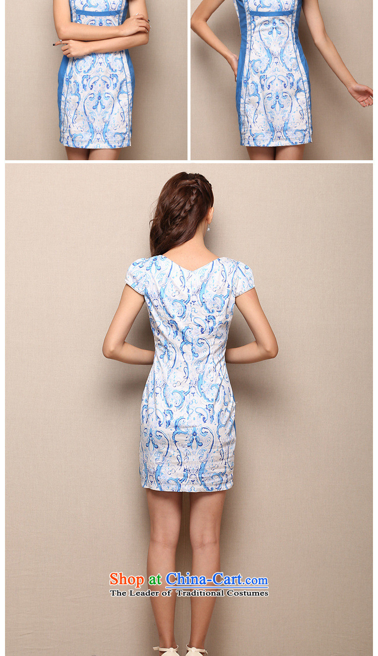 The short-hwan, Retro ethnic suits skirts 2015 new porcelain cheongsam dress blue on white flower XL Photo, prices, brand platters! The elections are supplied in the national character of distribution, so action, buy now enjoy more preferential! As soon as possible.