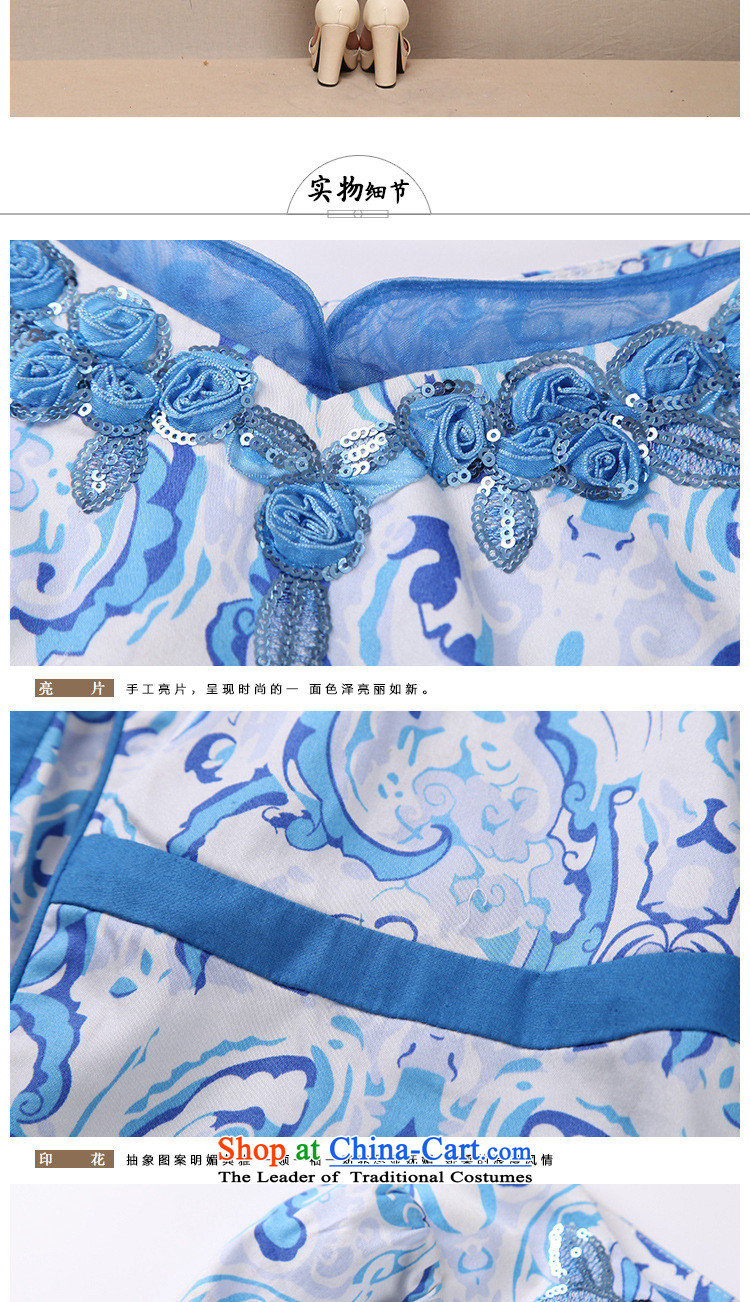 The short-hwan, Retro ethnic suits skirts 2015 new porcelain cheongsam dress blue on white flower XL Photo, prices, brand platters! The elections are supplied in the national character of distribution, so action, buy now enjoy more preferential! As soon as possible.