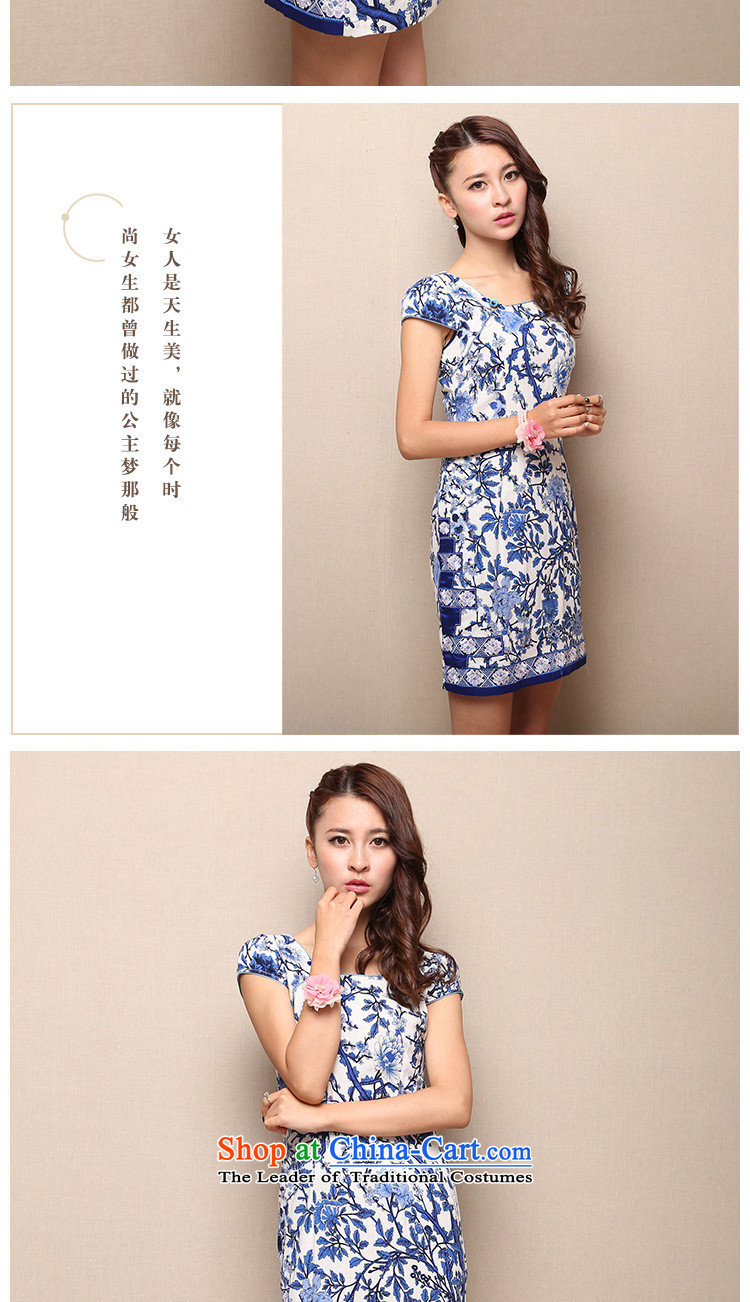 Mano-hwan's retro embroidery cheongsam dress daily thin large graphics Sau San dresses improved short cheongsam blue flowers L picture, prices, brand platters! The elections are supplied in the national character of distribution, so action, buy now enjoy more preferential! As soon as possible.