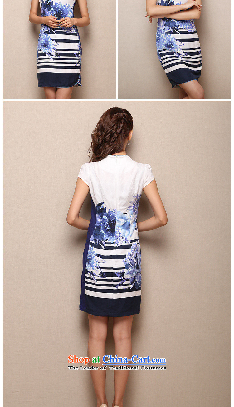 Mano-hwan's 2015 Summer new improved retro short of qipao dresses daily female skirt cobalt blue XL Photo, prices, brand platters! The elections are supplied in the national character of distribution, so action, buy now enjoy more preferential! As soon as possible.
